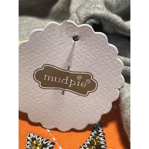 Mud Pie Baby Girl Pumpkin Long Sleeve Romper Ruffle 3-6 Months Gray Halloween - Picture 6 of 8